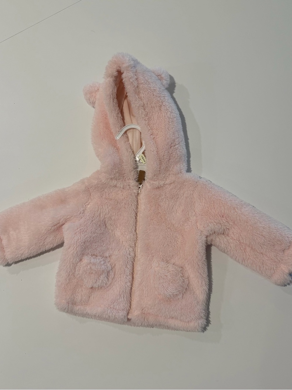 Carter’s Baby Pink Fuzzy Teddy Hooded Jacket with Ears NWT 3 months Brand new!!